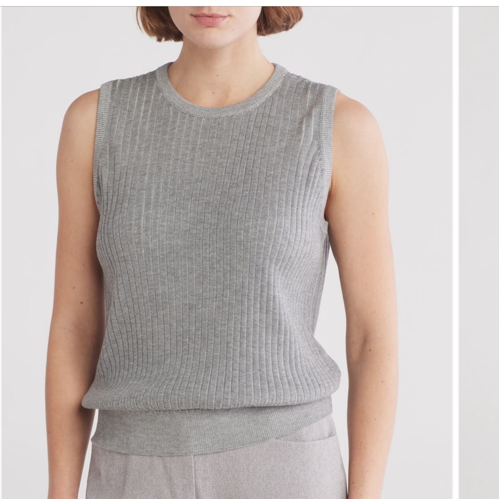 Calvin Klein Gray Sleeveless Ribbed Tank